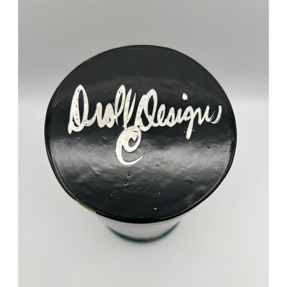 Droll Designs Hand Painted Pear Fruit Art Pottery Large 12” Lidded Canister - Picture 7 of 13